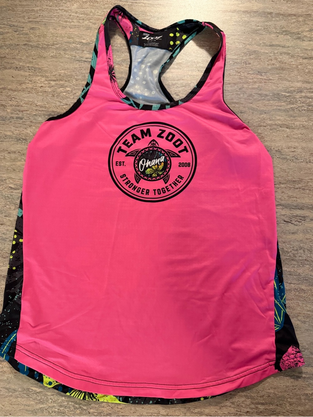 Zoot Pink Racerback Tank with Ohana Team Logo